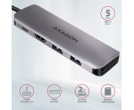 Axagon HMC-5, USB 5Gbps hub, porty 2x USB-A, HDMI 4k/30Hz, SD/mSD - 1353435 - zdjęcie 5